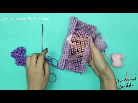 locker hooking for beginners - how to locker hook to make a rug | how to add yarn in locker hook