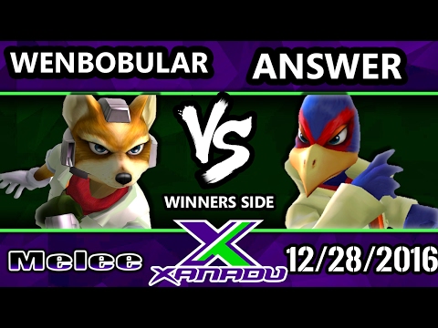 S@X 182 - Wenbobular (Fox) Vs. Answer (Falco) - SSBM Tournament - Smash Melee