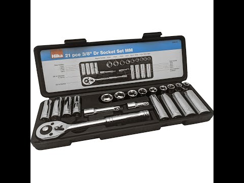 Hilka 21pc Metric Socket Set with Ratchet Wrench Ext Bars Deep & Shallow Sockets #Tooltime-Tools