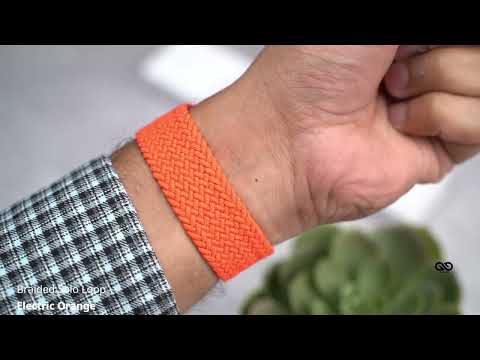 Electric Orange Braided Solo Loop For iWatch 49 MM For Series Ultra