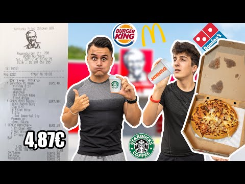 WIR bestellen 1 Tag nur DAS GÜNSTIGSTE ESSEN bei FASTFOOD KETTEN 🍔🍕🍩