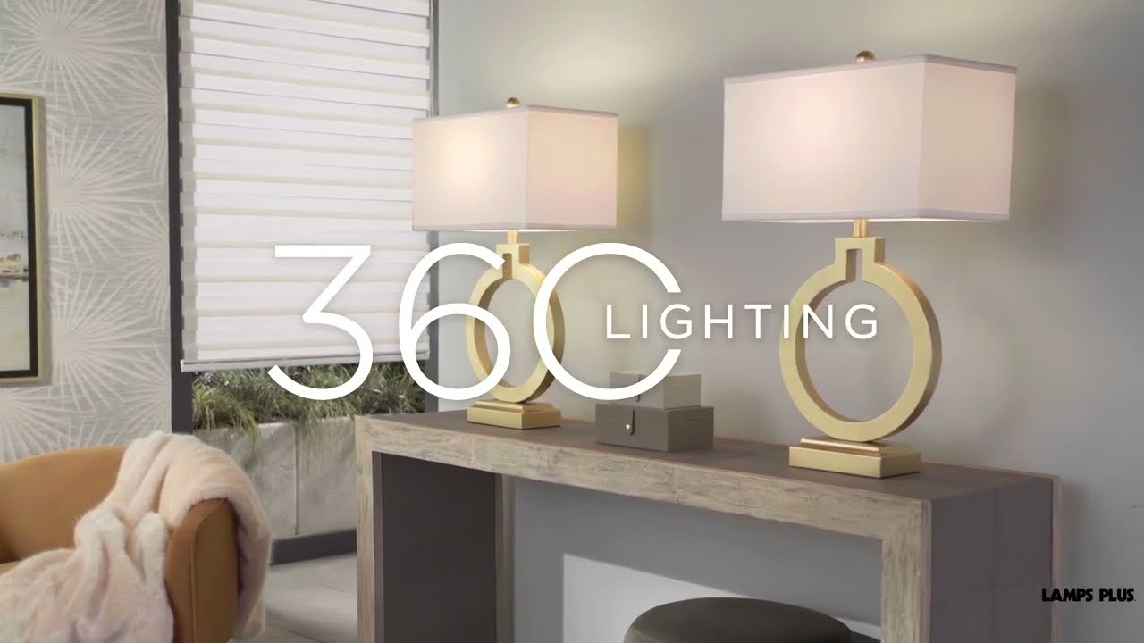 Video 1 Watch A Video About the 360 Lighting Lauren Gold Ring Open Base USB Table Lamps Set of 2