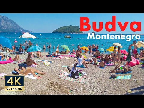 Budva Montenegro 🇲🇪 4K Beach Promenade Walking Tour 2022