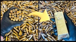 Bulk Bullet Shell To Mirrored Bar - Trash To Treasure - ASMR Metal Melting - BigStackD Casting