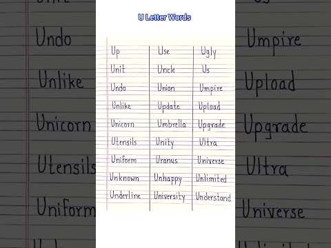 U Letter Words || words that start with the letter U || Easy English words
