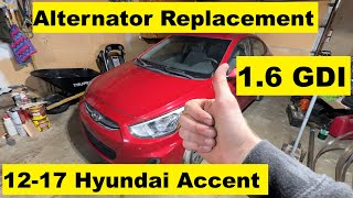 Alternator Replacement Hyundai Accent 1.6 GDI 12 13 14 15 16 17 2012 2013 2014 2015 2016 2017