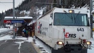 preview picture of video 'Swiss Trains: Albula Pass, Filisur/Bergün, 03Jan13'