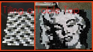 DIY Furniture Makeover, kitchen backsplash to Glass Mosaic Table Top