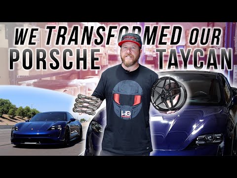 Is this the BEST Looking Porsche Taycan?! | Lowering Links, VR Forged Wheels & Chrome Delete!