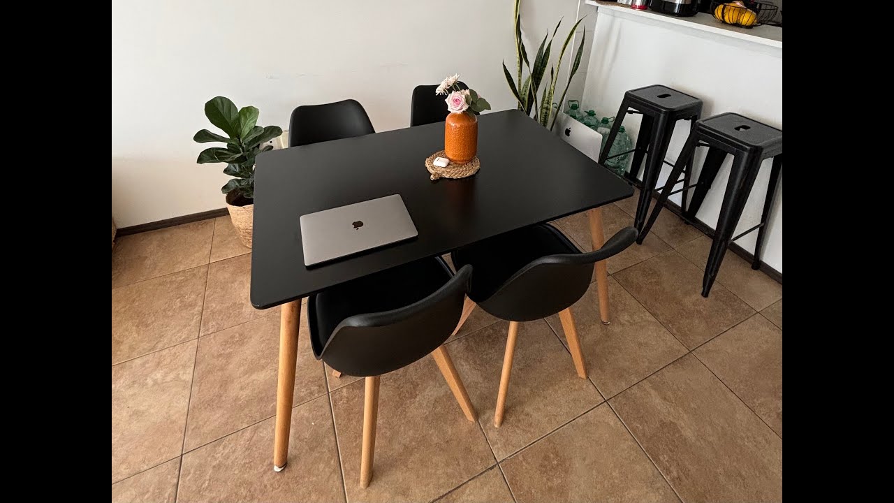 Juego Comedor Eames 4 Sillas & Mesa Rectangular - Negro