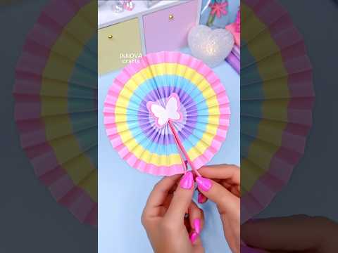 DIY Cute paper fan 🪭 Easy paper craft ideas #art #diy #papercraft #craft