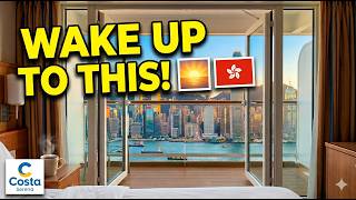 DETAILED Costa Serena Balcony Cabin Tour 🚢 | Breathtaking Hong Kong Skyline View!