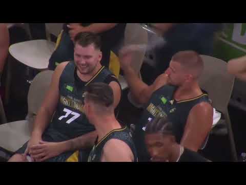 Luka Doncic and Nikola Jokic having fun on the bench during Goran Dragic farewell game 😂