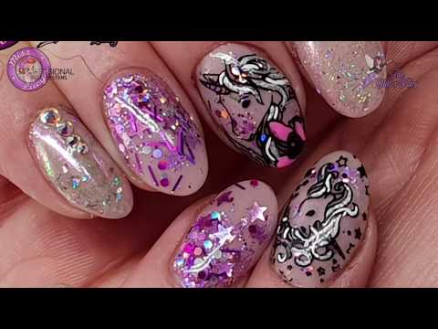 ?My Nails?Acrylic Overlay?Stamping?Unicorn Nails?