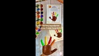 #Turkey #HandPrint Free Printable Template Poem #Thanksgiving Kids #Craft #kidsactivities #freebies