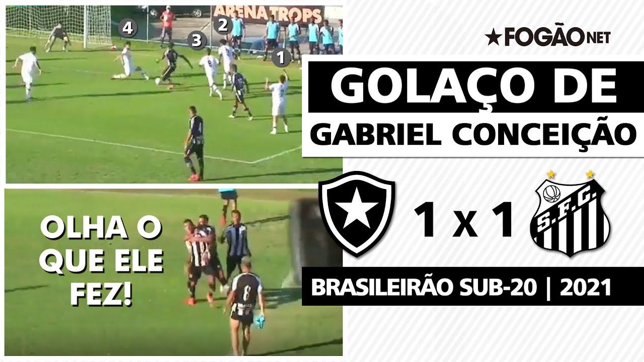 Olha o que ele fez! Gabriel Conceição dribla quatro e marca golaço pelo Botafogo no Brasileirão Sub-20