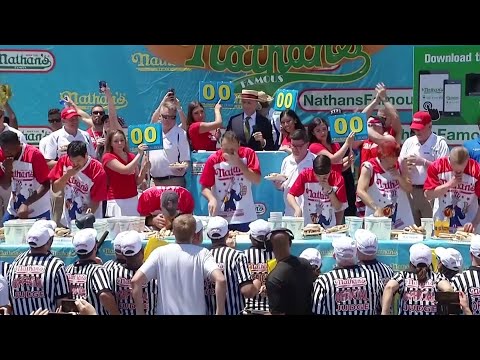 Joey "Jaws" Chestnut ate 71 wieners and buns to secure his 12th title at the Nathan's Famous annual July Fourth hot dog eating contest Thursday in New York. Chestnut was just shy of breaking the record of 74 he set last year. (July 4)