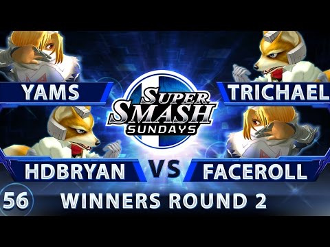 SSS 56 - YAMS & hdBryan vs. Trichael Man & Faceroll - SSBM WR2 - Smash Melee