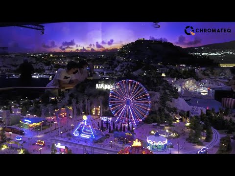 A miniature illuminated city with lighting control by Chromateq