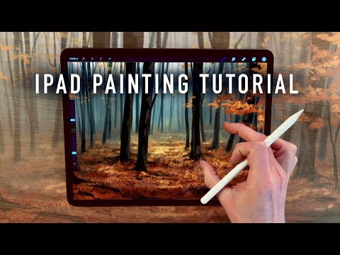 IPAD PAINTING TUTORIAL - Autumn trees landscape art in Procreate