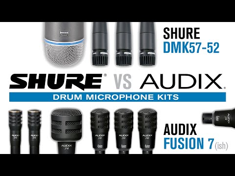 Shure DMK57-52 vs Audix Fusion 7 Drum Microphone Kits. SM57 Beta 52A f10 f14 f15 SM81 tom snare kick