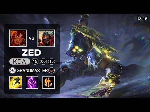 OnZed Zed vs Taliyah Mid - KR Grandmaster - Patch 13.16 Season 13