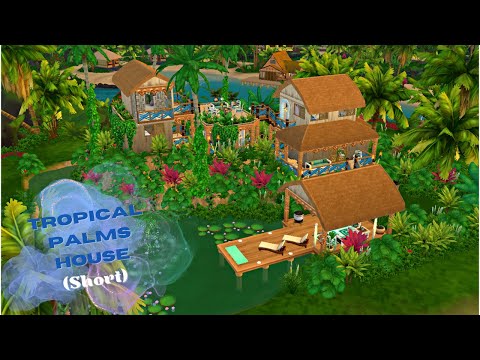 I played with terrain tools & made a Sims 4 Small Tropical Home; Tropical Palms House #shorts