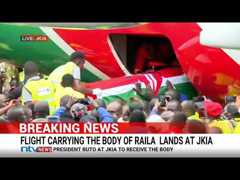 Chaos at JKIA as former Prime Minister Raila Odinga's body arrives.