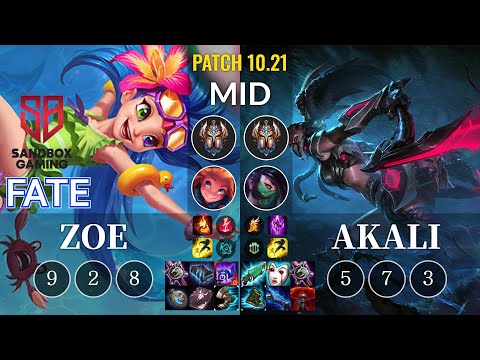 SB FATE Zoe vs Akali Mid - KR Patch 10.21
