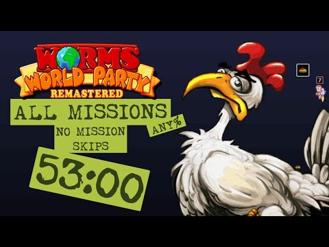 Worms World Party Remastered - All Missions Any% No Mission Skips run in 53:00 (WR)