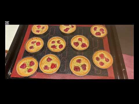 Raspberry and pistachio tart ￼