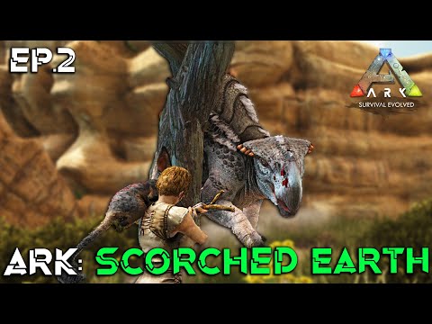 Ark Survival Evolved: Scorched Earth EP.2 (Taming with a sling shot does not work!.)
