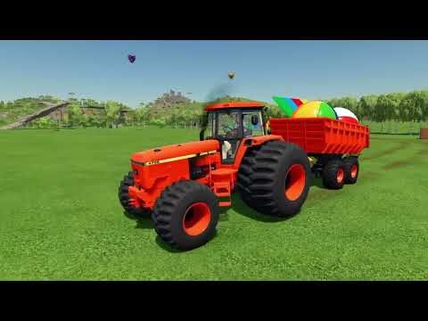 TRANSPORT GIANT COLORED STRAWBERRY WITH FIAT TRACTORS | Farming fantasy