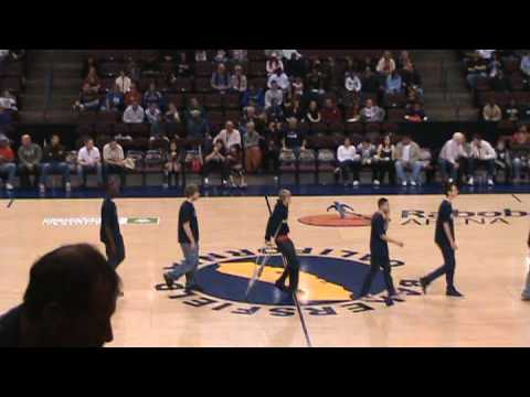 Liberty High School's winning basketball team introduced to crowd at Jams vs Vikers game on Feb 21