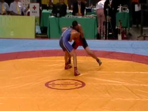 Deaflympic Wrestling: Gerco/roman- Luzukin, RUS (blue) vs Milkhaajav, MGL for 66kg