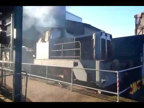 Hunslet locomotive firing up