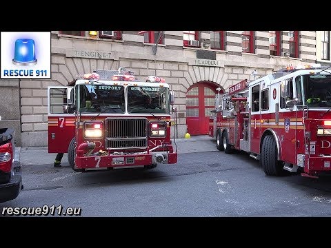 FDNY - Full house response - Engine 7 + Ladder 1 + Battalion 1 - MOVE AWAY!