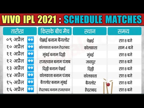 IPL 2021 Schedule, Matches, Dates & Time| IPL 2021 Schedule Time table| IPL 2021 Match List Schedule
