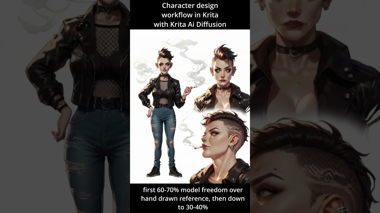 Using Krita with Stable Diffusion to design characters #stablediffusion #aiart #anime