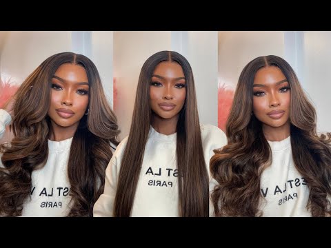 Perfect Balayage Highlight Yaki Straight Pre-everything Frontal Wig Ft UNice Hair