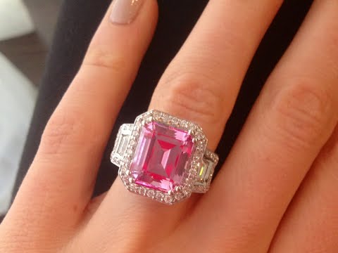 Amazing Custom Chatham Pink Sapphire and Diamond Ring