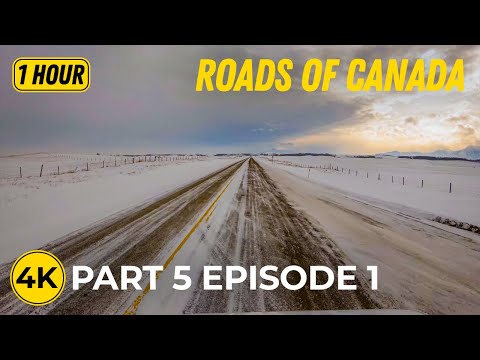 4K Canada Winter Drive | Crowsnest Pass Route with Real Road & Engine Sounds - Pt 5; Ep 1