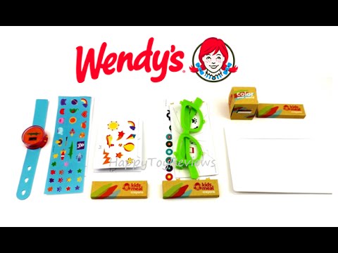 2016 COLOR YOUR WORLD WENDY'S SET OF 4 KIDS MEAL TOYS COLLECTION VIDEO REVIEW