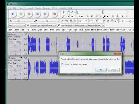 Audacity-Convert Stereo to Mono