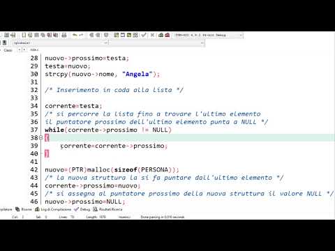 Linguaggio C - Liste collegate: un esempio di utilizzo.