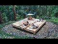 I Built A Stone And Wood Underground Survival Bushcraft Shelter In The Forest | Fireplace, Cooking