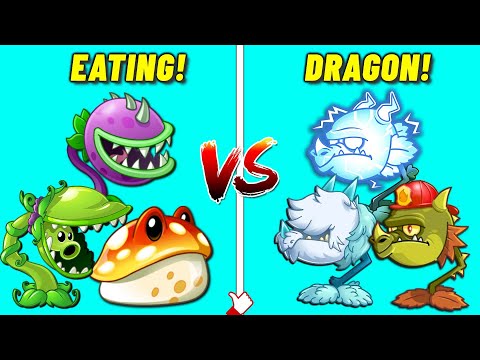 PVZ 2 "EATING Vs DRAGON" Who Will Win ? Team Plant Vs Team Plant.