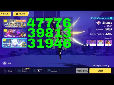 Honkai Impact 3 Exalted MA Top 100 - SSS Husk - Existentialism, SSS Jizo, HoV [119535] (3/2/2023)