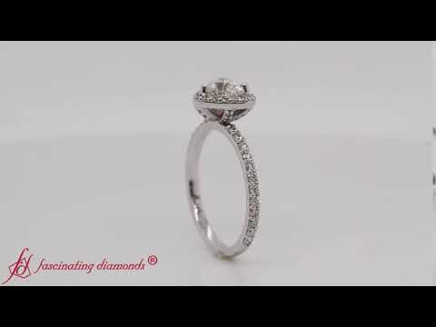 Diamond Petite Engagement Ring With Heart Halo In White Gold-FD8521R