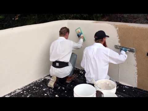 Stucco over a retaining wall Video